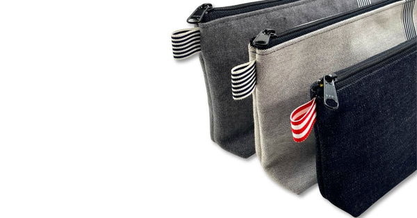 Adult Toy Storage Bags and Travel Pouches in Denim & Ribbon by Quiver.Love