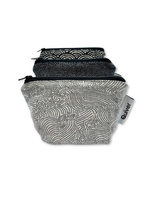 Small Zipper Pouch by Quiver.Love in classic Japanese fabric patterns, 3 color variations. Fully lined coin purse size