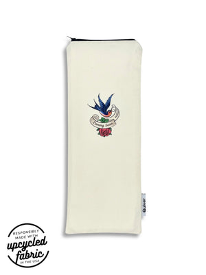 Wand Massager Storage Bag with blue bird tattoo art and the words 