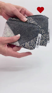 mini zipper pouches made from upcycled japanese cotton prints