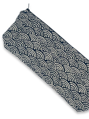 fabric detail of sex toy pouch in Japanese navy wave pattern, made in USA by Quiver.Love