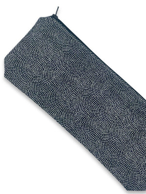 fabric detail of sex toy pouch in Japanese navy dot pattern, made in USA by Quiver.Love